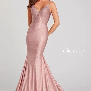Ellie Wilde English Rose Dusty Rose Sequin Mermaid Gown